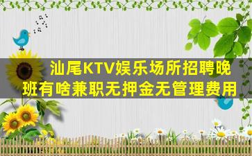 汕尾KTV娱乐场所招聘晚班有啥兼职无押金无管理费用